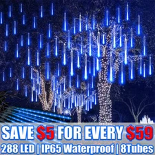 288 LED Lights Meteor Shower Rain Xmas Snowfall Tree String Light Garden Party