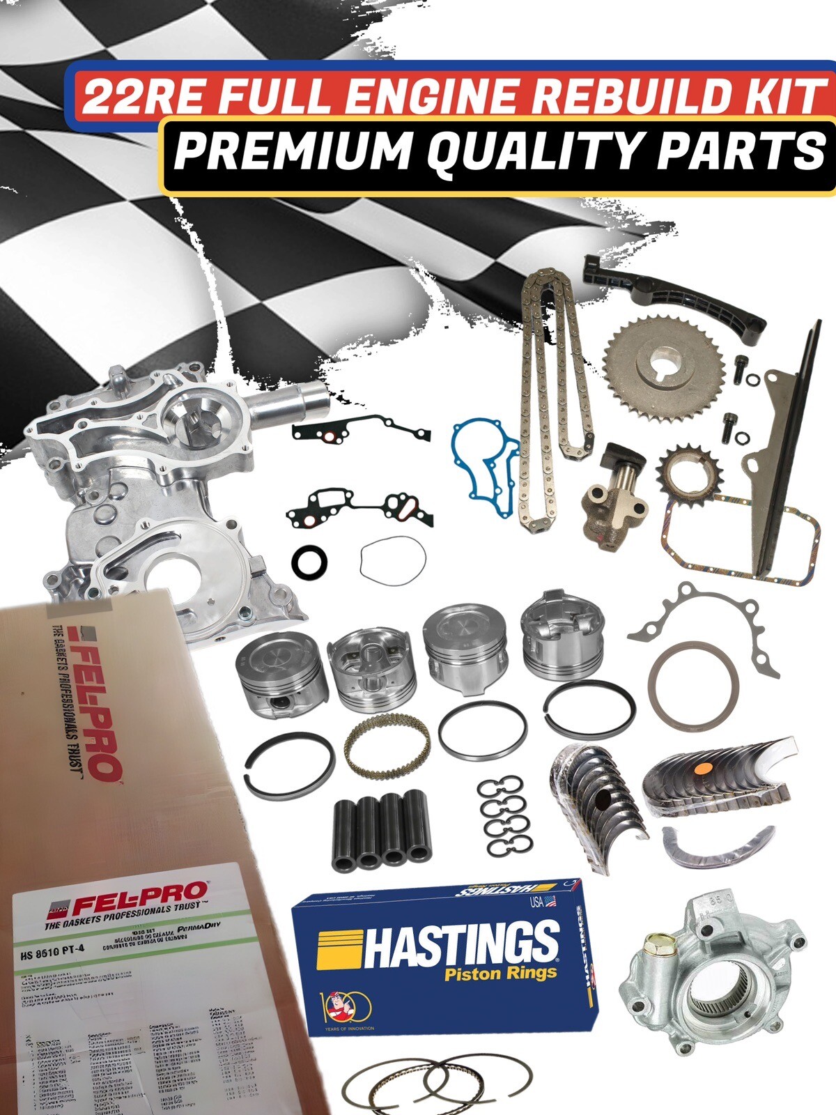 Premium Master Engine Rebuild Kit Toyota 2.4L SOHC 22RE 22R 22REC 8595