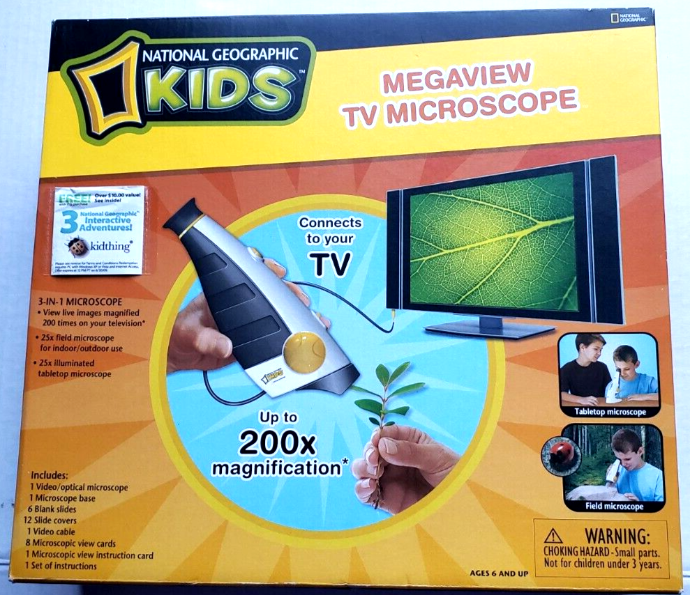 NATIONAL GEOGRAPHIC KIDS MEGAVIEW CONNECTS TO TV 3 IN 1 MICROSCOPE NEW