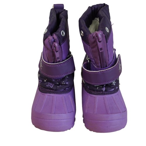 Girls Purple Winter Snow Boots With Zipper Closure Sz5