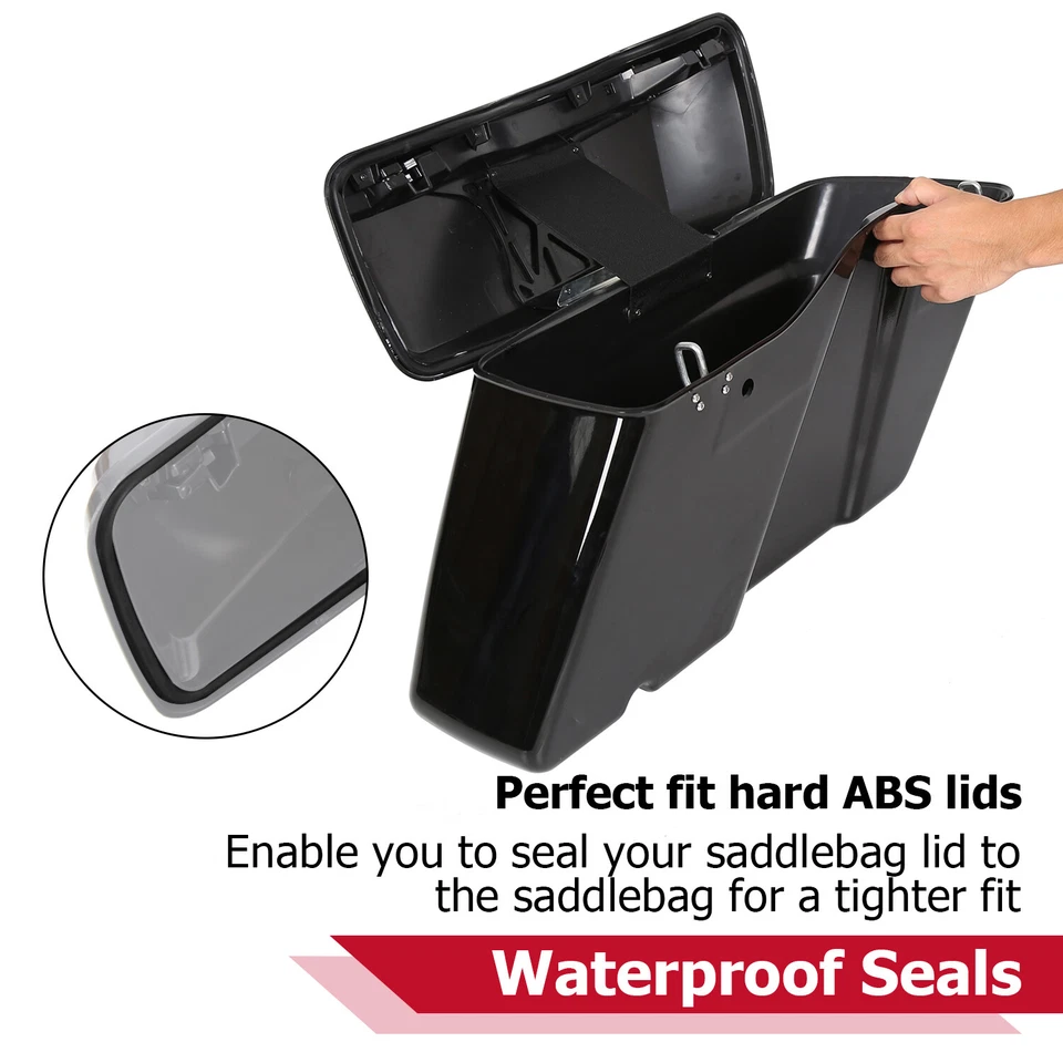 Black Hard Saddle Bags Saddlebags For 2014-2024 Harley Touring Road Street Glide - Image 3 of 4