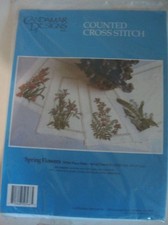 Candamar Design Cross Stitch Kit Spring Flowers 4 Place Mats #50566 