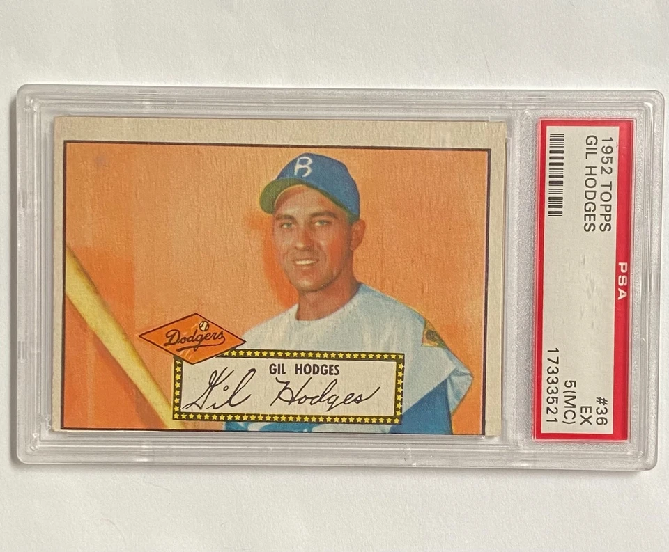 1952 Topps - Gil Hodges #36 Red Back Dodgers Hof PSA 5 (MC) - Excelente Foto 3 de 4