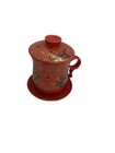 Chinese Tea Pot Tea Leaves Red Pattern