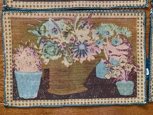 Flower Pot Placemats Tapestry Set of 4 Royal Norfolk 13" x 19" New w/Tags - Picture 6 of 6