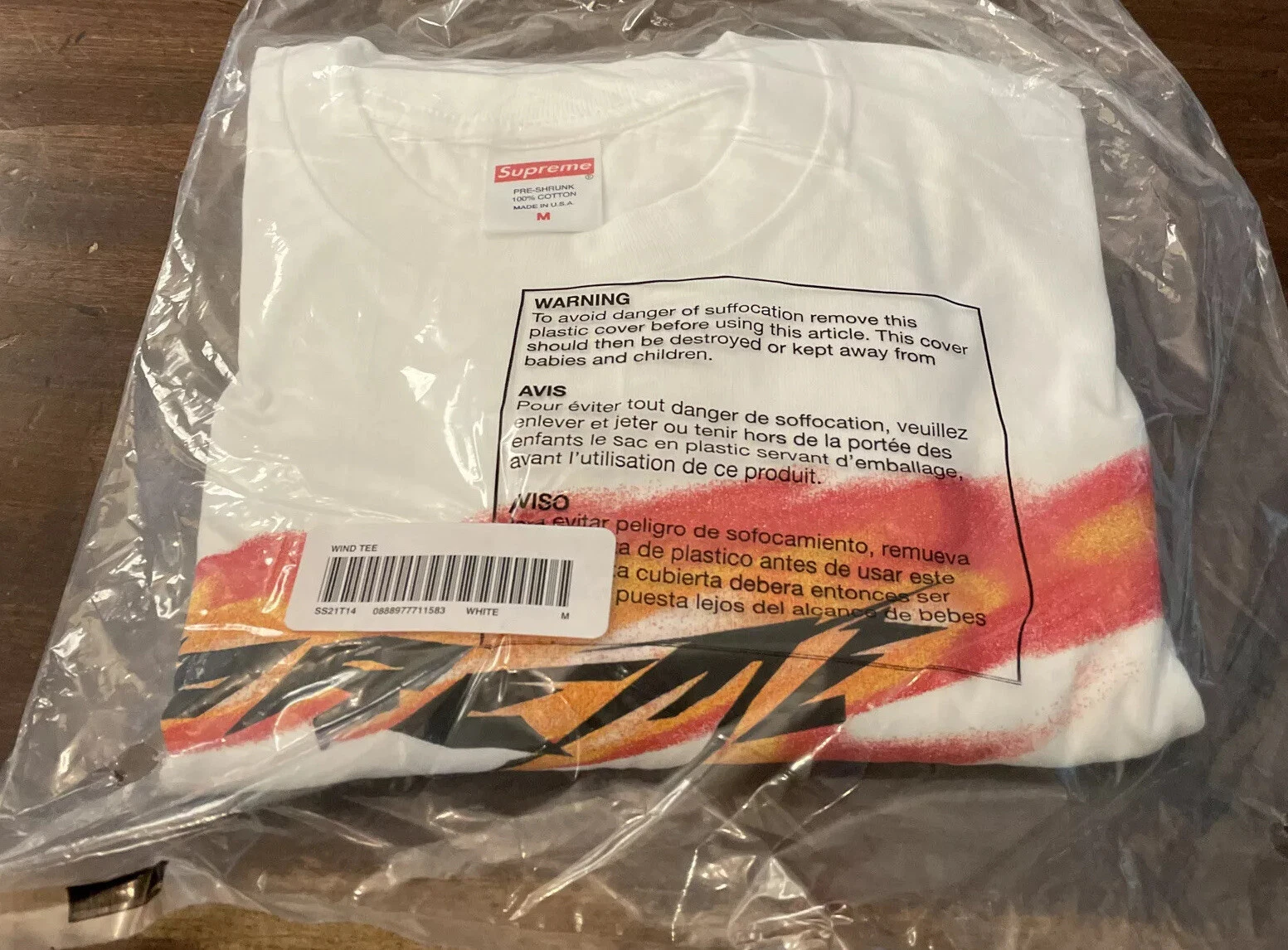 TEE SHIRT BLANC VENT SUPRÊME TAILLE MEDIUM SS21 SEMAINE 1 (100% AUTHENTIQUE) (NEUF)