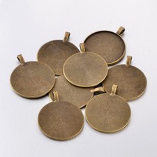 10x Nickel Free Vintage Tibetan Alloy Pendant Cabochon Bezel Settings Tray 35mm