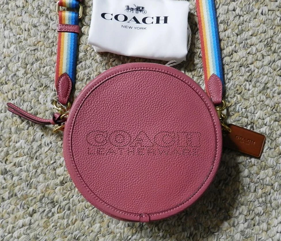 COACH Pochette Kia Circle C3427 Leather Crossbody Bag Light Blue