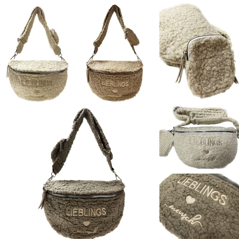 Teddyfell Gürteltasche Crossbody Bauchtasche Umhängetasche Lieblingsmensch Gurt