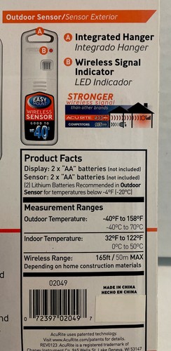 AcuRite Digital Thermometer model 02049 with Indoor/Outdoor Temperature White - Picture 8 of 9