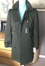 Ralph Lauren Trench Coat Dark Olive Removable Lining All Weather Belted M (34")