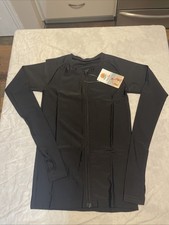 Swim Zip Long Sleeve Rash Guard Full Zip Size XS Black Women s Or Children