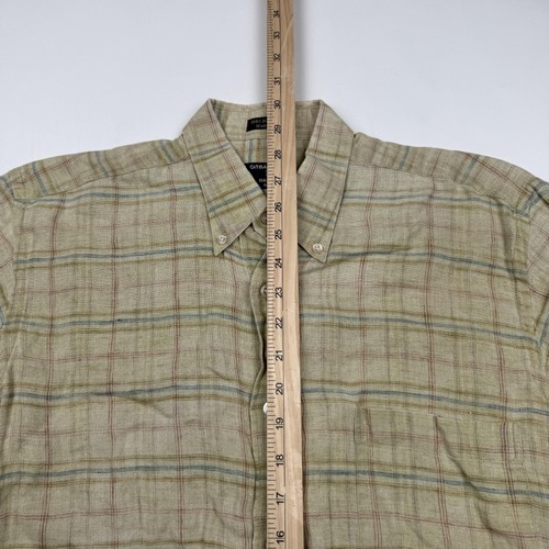 Gitman Bros Shirt Mens Medium Plaid Linen Button Up Made In Italy Lightweight - Picture 4 of 7