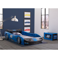 Race Car Twin Size Bed Frame Toddler Kid Boy Girl Bedroom Cama Para Ni o Blue