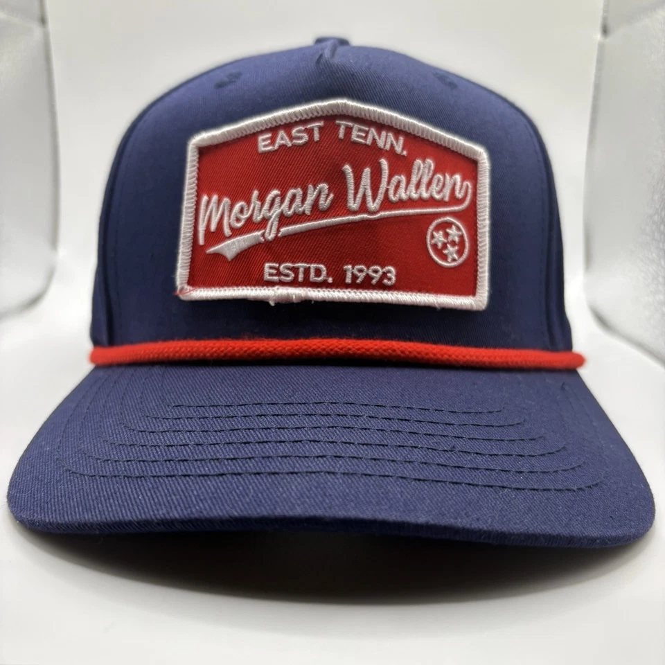 Morgan Wallen East Tenn EST 1993 Snapback Rope Hat Navy Blue Red Country Trucker - Image 3 of 4