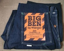NWT Vintage 80's Big Ben by Wrangler Denim Bib Overalls Deadstock 36x30 Made USA