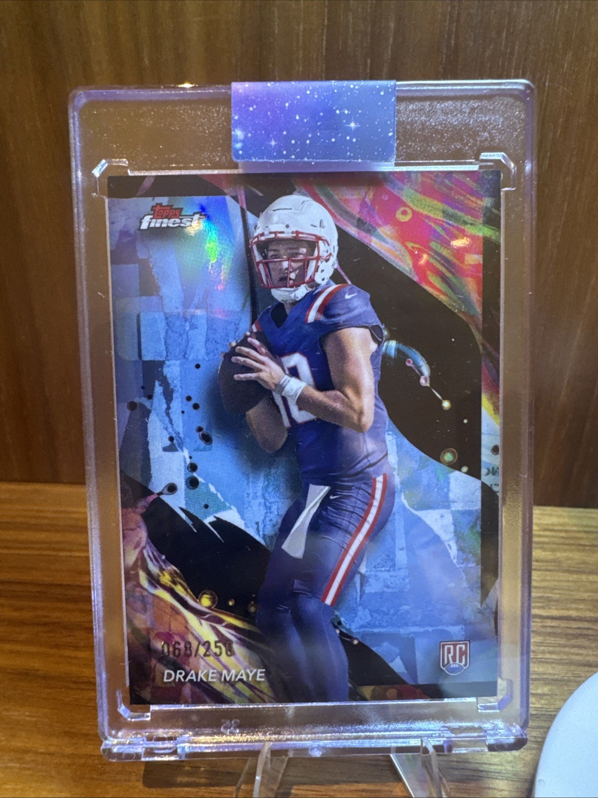 2024 Topps Finest - Uncommon Drake Maye #162 Sky Blue Refractor /250 (RC)