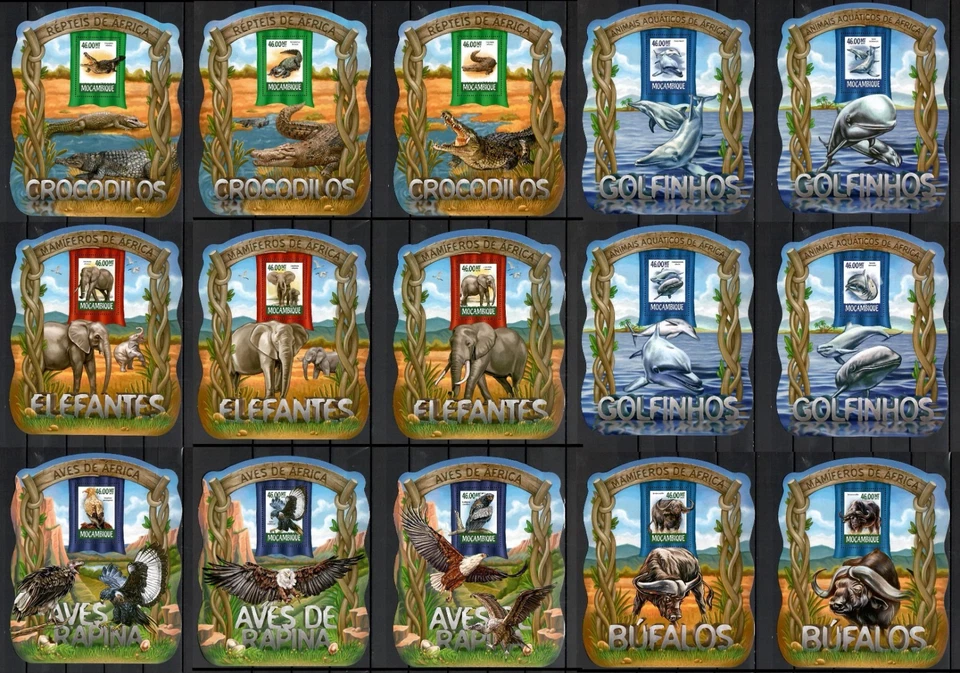 FAUNA AFRICANA, animales colección Mozambique 100 hojas de recuerdo MNH #CNA433 Foto 4 de 4