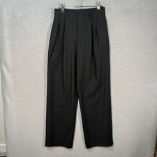 Uniqlo Womens Size Small 26-27 Black Pleated Wide-Leg Trousers Dress Pants