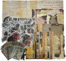 Vintage Aesthetic Scrapbook Supplies Kit with Scrapbook Paper, Stickers, Bookmar