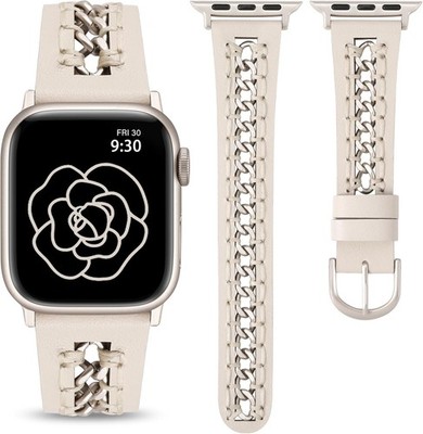 Leather Strap Compatible with Apple Watch Series 8 9 40mm Dressy Design