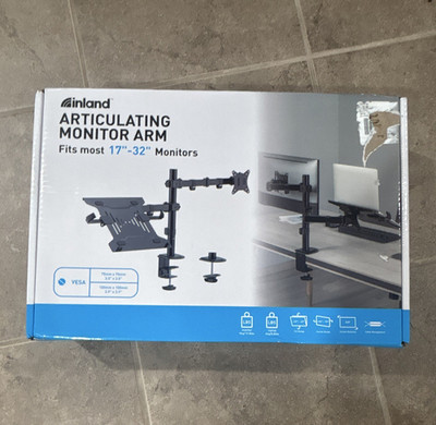 Inland Desk Mount Monitor Arm 17-32in VESA 75/100 Tilt Rotate Black MC-562878