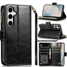 For Galaxy S25 FE Faux leather Case Wallet Card ID Zipper Money Holder Cover