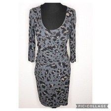 Ann Taylor gray animal print faux wrap dress size Medium classic chic feminine