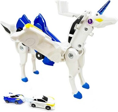 Transforming Unicorn Car Toy Set 2 Cars to Robot Collision Magic Kids Toy Gift