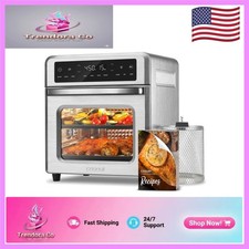 Compact 11-in-1 Air Fryer Oven with Rotisserie  6 Accessories - Silver Finish