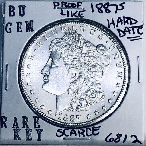 1887 S BU GEM MORGAN SILVER DOLLAR UNC MS+++ U.S. MINT RARE KEY COIN 6812