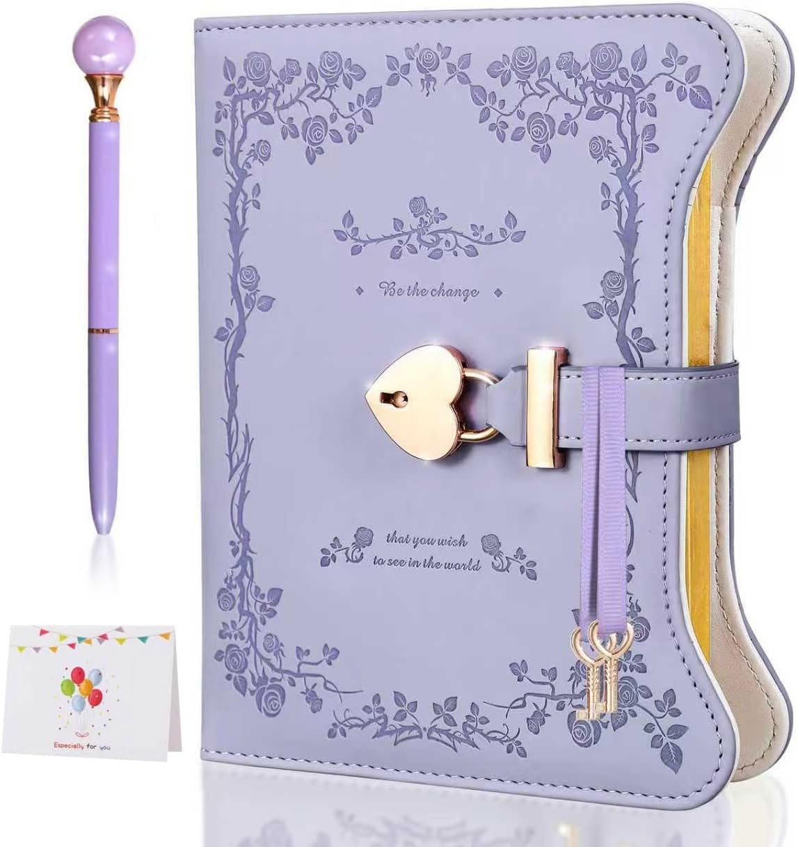 Diary with Lock for Girls & Women - 360 Pages Journal with Lock and Keys, Pen a