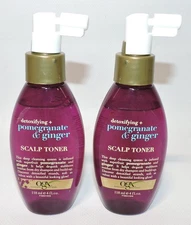 LOT 2 OGX Detoxifying + Pomegranate & Ginger Scalp Toner 4oz Each x2 NEW Bottles