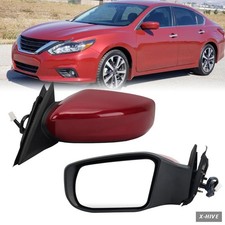 Left Driver Side Red Mirror Compatible with Nissan Altima 2013-2018 Sedan Powe