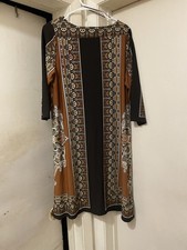 Boho-Inspired Brown and Black Patterned Women’s Dress Size 18/20