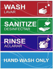 4 Pack Wash Rinse Sanitize Sink Labels, Waterproof Sticker Signs Perfect for 3 C