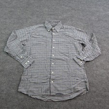 Bullock & Jones Shirt Mens M Gray Blue Check Flannel Button Up Made In USA