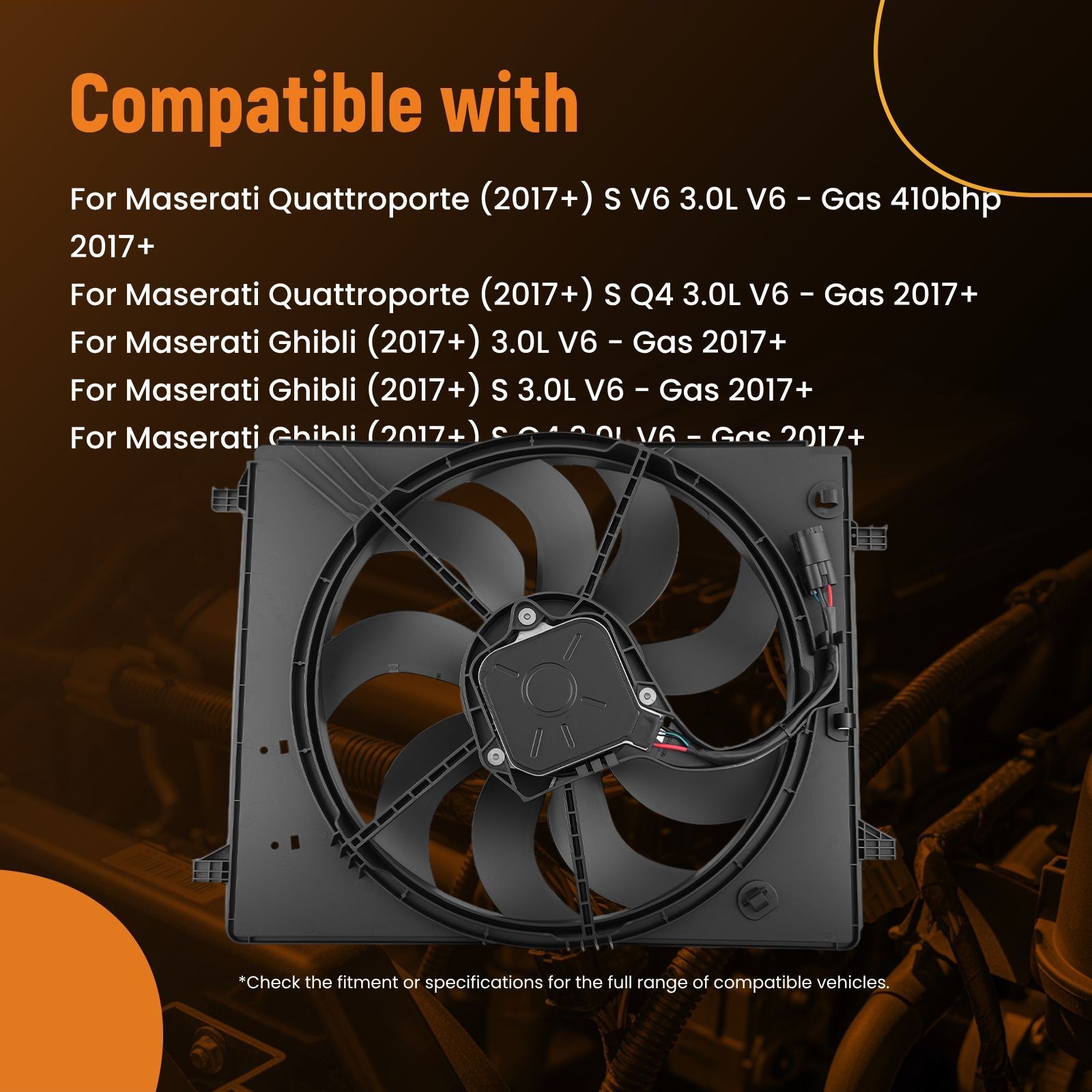 Cooling Fan for Maserati Quattroporte Ghibli S Q4 Levante 2017+ 5020861