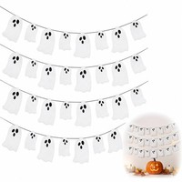 Halloween Girlande Geister Deko 4 StüCk, Glitzer Banner, Party Dekoration