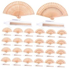 60Pcs Wooden Hand Fans Folding Wedding Fans for Guest Chinese Mixed Style