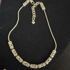 BRIGHTON Silver black Beaded Barrel 16 - 18 Necklace RETIRED