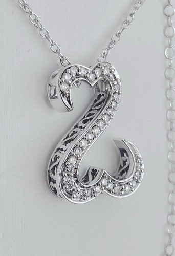Jane Seymour Open Hearts 1/4ct Diamond 14K Solid White Gold Necklace ~ MRP $899 - Picture 3 of 15