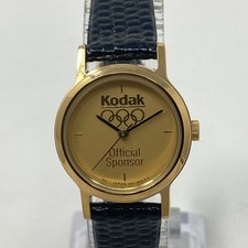 Vintage Kodak Olympics Watch Women 23mm Gold Tone V811-0810 New Battery 7.75"