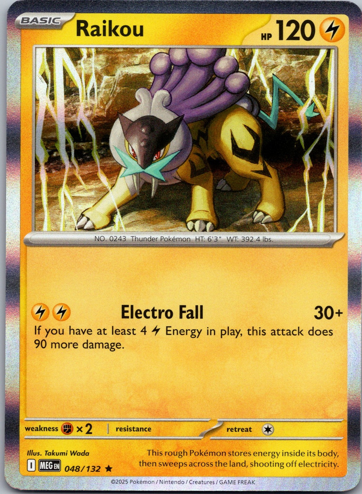 Raikou Holo Rare ME01: Mega Evolution, 048/132 NM-LP