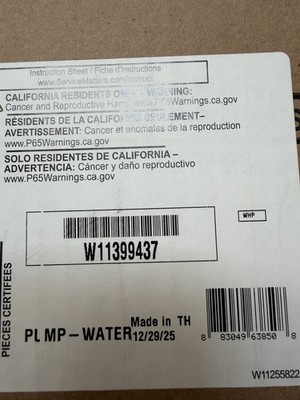 Whirlpool Pump- Water W11399437 OEM