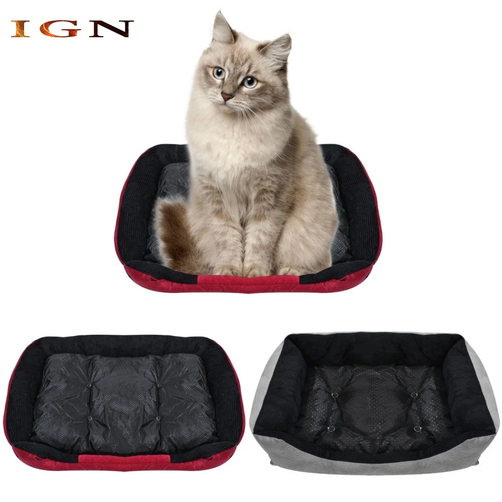 Pet Dog Cat Bed Rectangle Fluffy Soft Warm Calming Cushion Bed Mat Plush Pet Bed