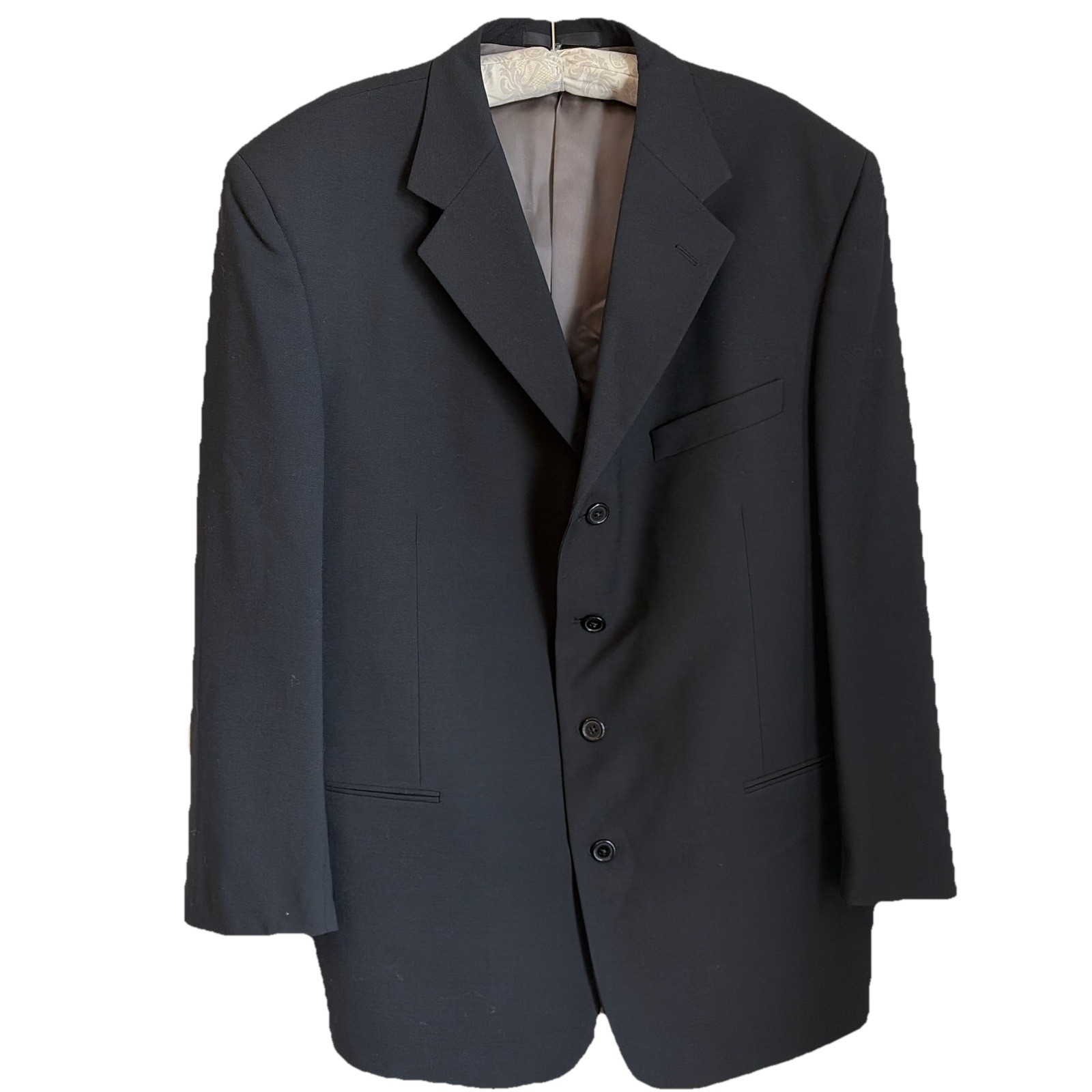 Men's Black Solid Single-Breasted Four-Button Not… - image 1