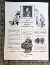1929 BELL HOWELL FILMO MOVIE PROJECTOR CAMERA CHARLIE CHAPLIN ACTOR AD FC12371