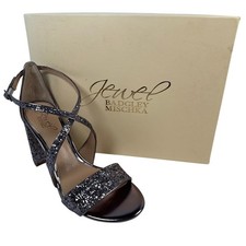 Badgley Mischka Cook High Heels Womens 8 Metallic Smoke Glitter Evening Shoe