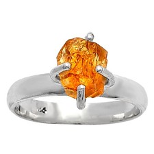 Natural Citrine Rough - Brazil 925 Sterling Silver Ring s.7 Jewelry R-1052